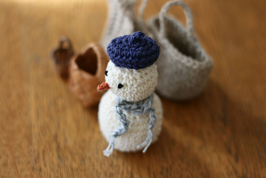 かぎ針編み 雪だるまを上から見ると