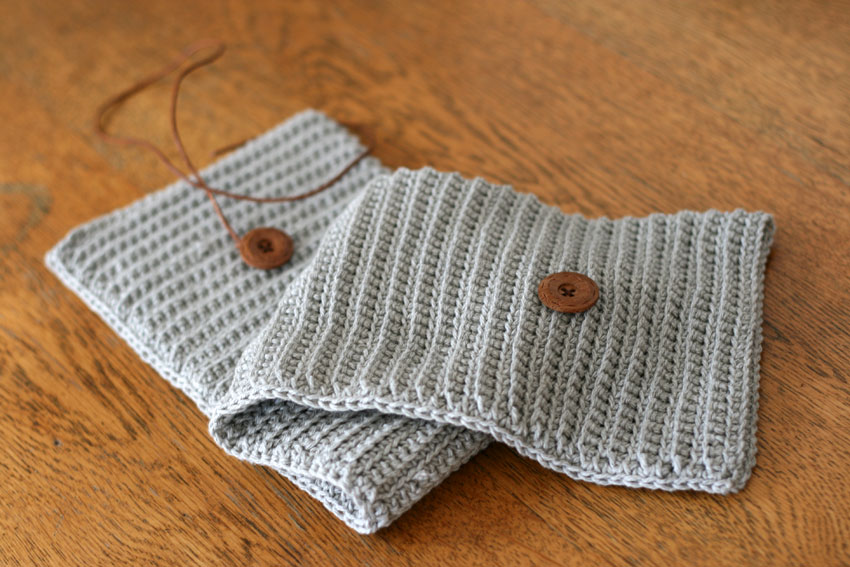 かぎ針編み ネックウォーマー ボタン