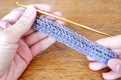 ⑤3段編みました