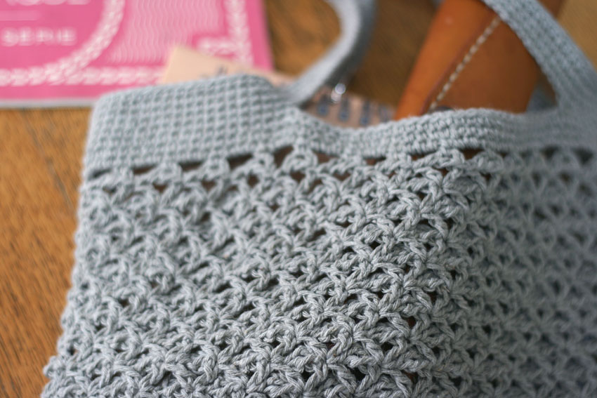 かぎ針編み 麻の葉模様のバッグ編み地