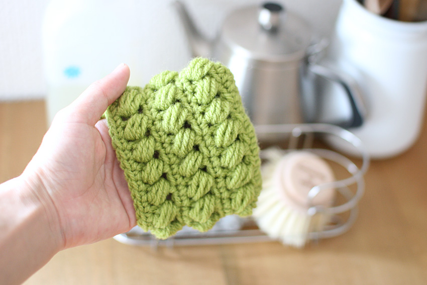 かぎ針編み 手を入れて使えるエコタワシ