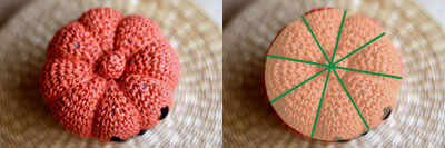 かぎ針編み かぼちゃのライン入れ