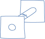 かぎ針編み 三方 穴のあるパーツ