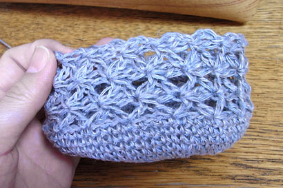 かぎ針編み 麻の葉模様 21.麻の葉模様を3段目まで編んだところです