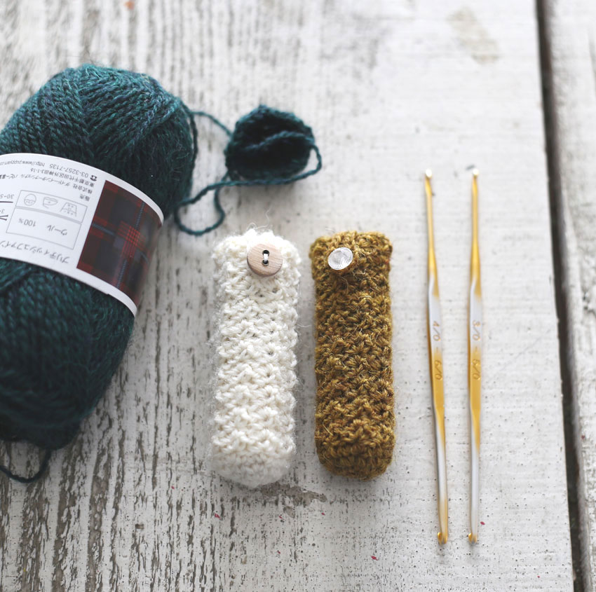 かぎ針編み 少しの糸で短時間で編めるリップケース