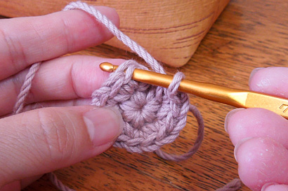 かぎ針編み わ編み [34]針を入れました