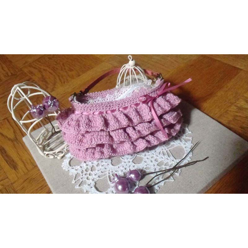 sattoさんの「フリルのミニ・ポーチ」かぎ針編み 作品