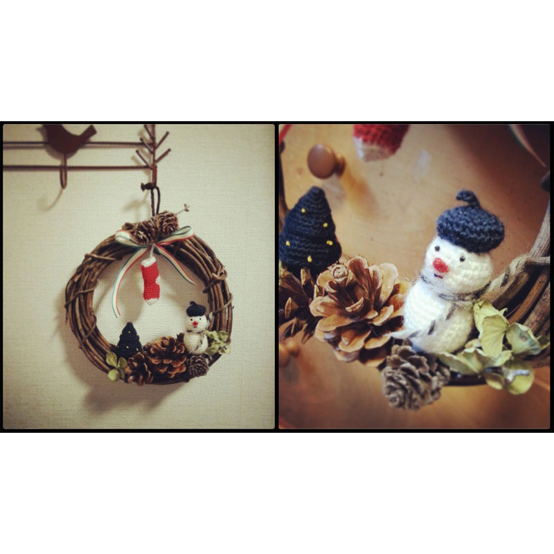 かぎ針編み かずよさんの「ベレー帽の雪だるま」