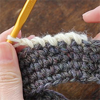 ねじりこま編み[8] 5目編むとこのようになります。