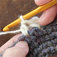 中長編み2目編み入れる[2] 中長編みを1目編みます。