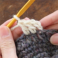 長編み[10] 3目編むとこのようになります。