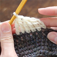 長々編み2目一度[8] 3模様編むとこのようになります。