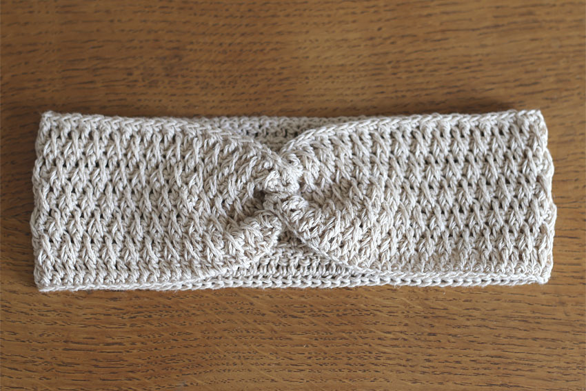 かぎ針編み クロスヘアバンド ⑪ヘアバンドが完成