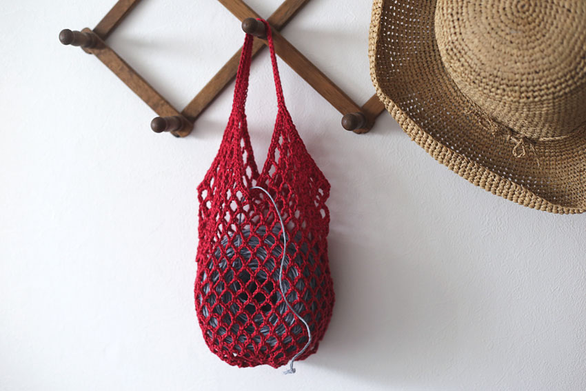 かぎ針編み ネットバッグ 糸を入れても