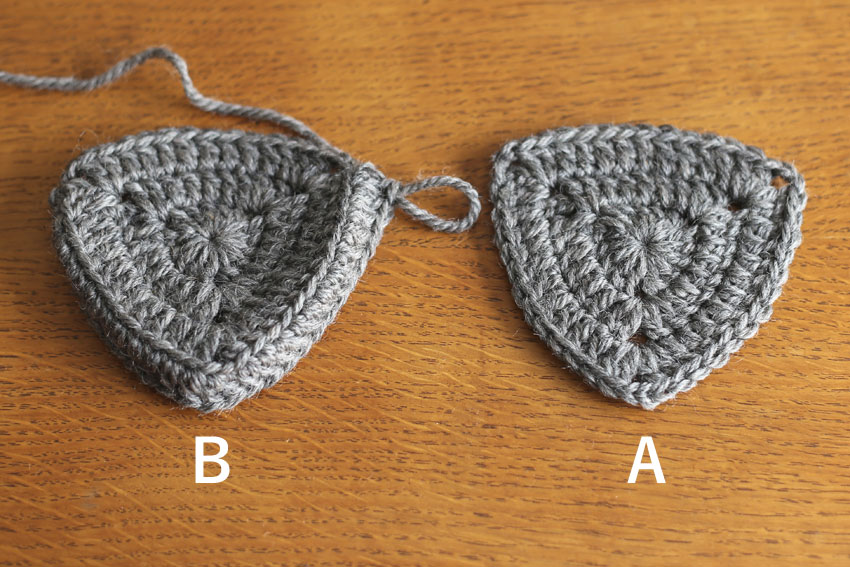 かぎ針編み エンブレムポーチ ①モチーフAとB