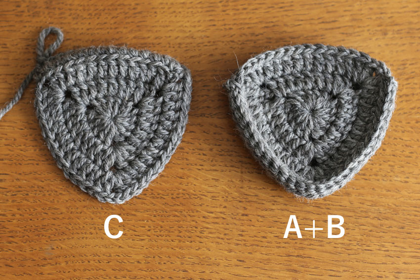 かぎ針編み エンブレムポーチ ⑦モチーフA+BとC