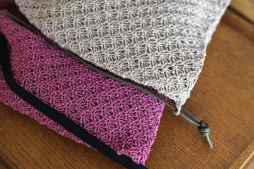 かぎ針編み ナップサック 編み地アップ