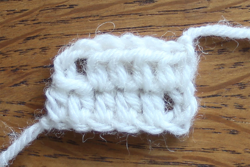 中長編みの往復編みの立ち上がり1