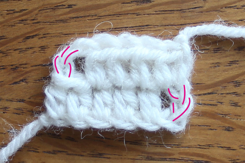 中長編みの往復編みの立ち上がり2