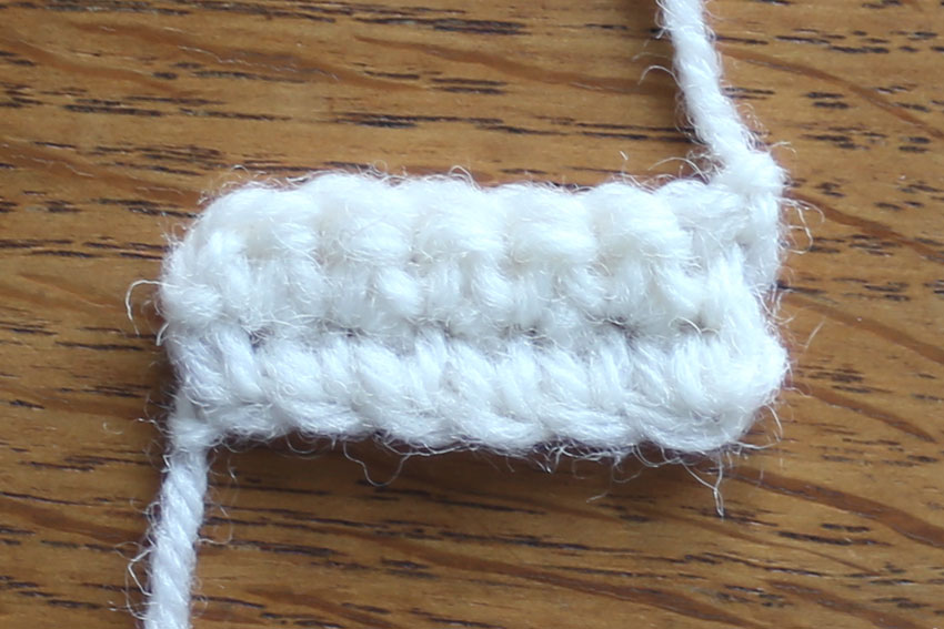 こま編みの往復編みの立ち上がり1