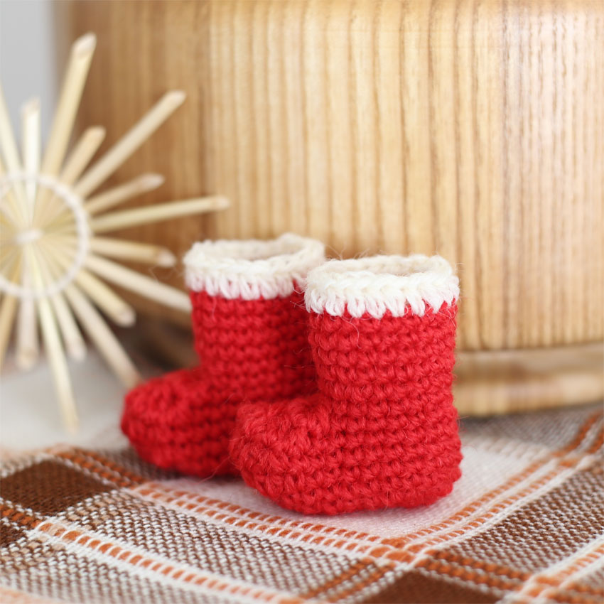 かぎ針編み 編み図 サンタブーツ