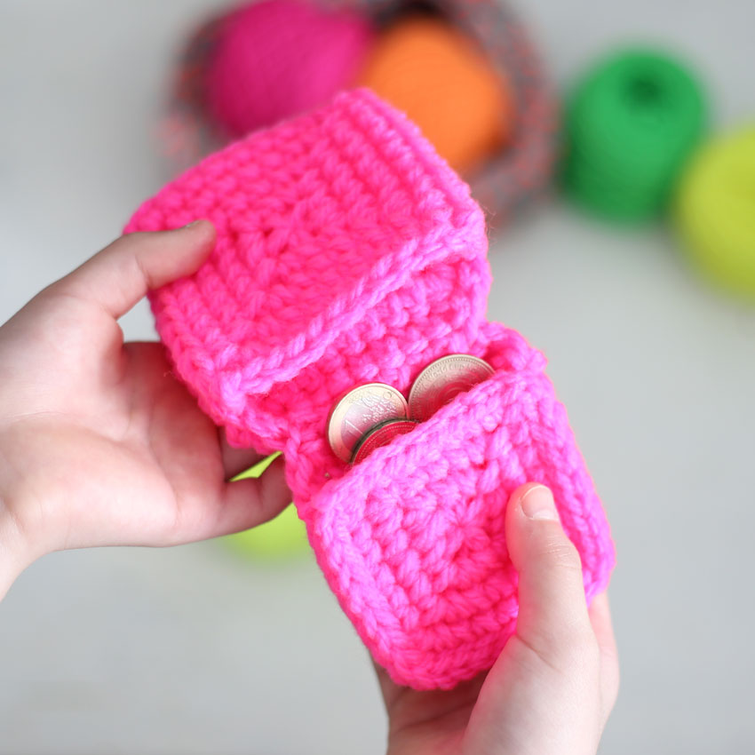 かぎ針編み 編み図 スクエアコインケース