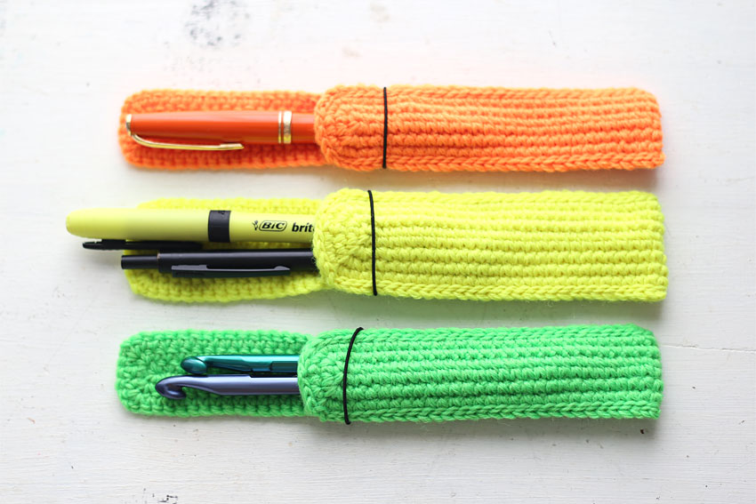 かぎ針編 蛍光 ペンケース 収納性