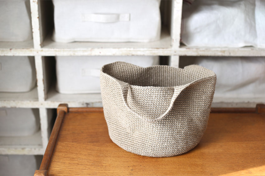 かぎ針編み 基本のマルシェバッグ Lサイズ インテリア雑貨としても