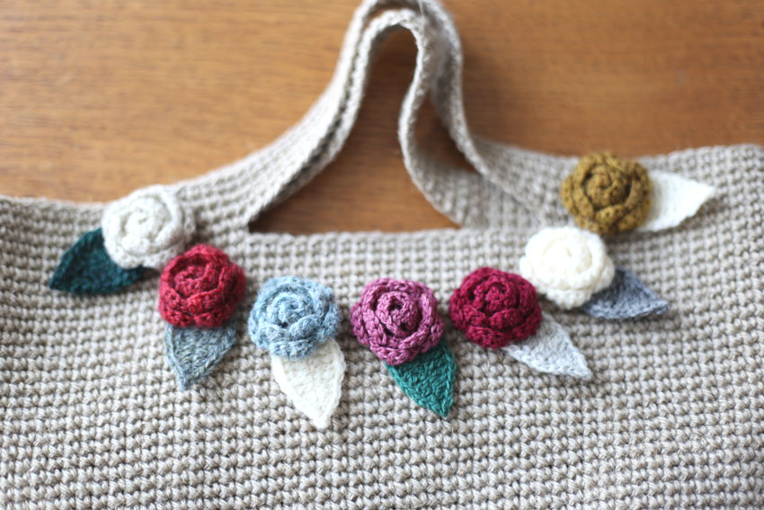 かぎ針編み お花 モチーフ マルシェバッグと色合わせ