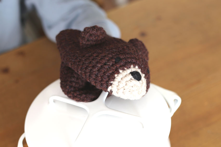 かぎ針編み くまパペット 鍋つかみにも