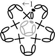 かぎ針編み お花ブローチ お花1段目 編み図