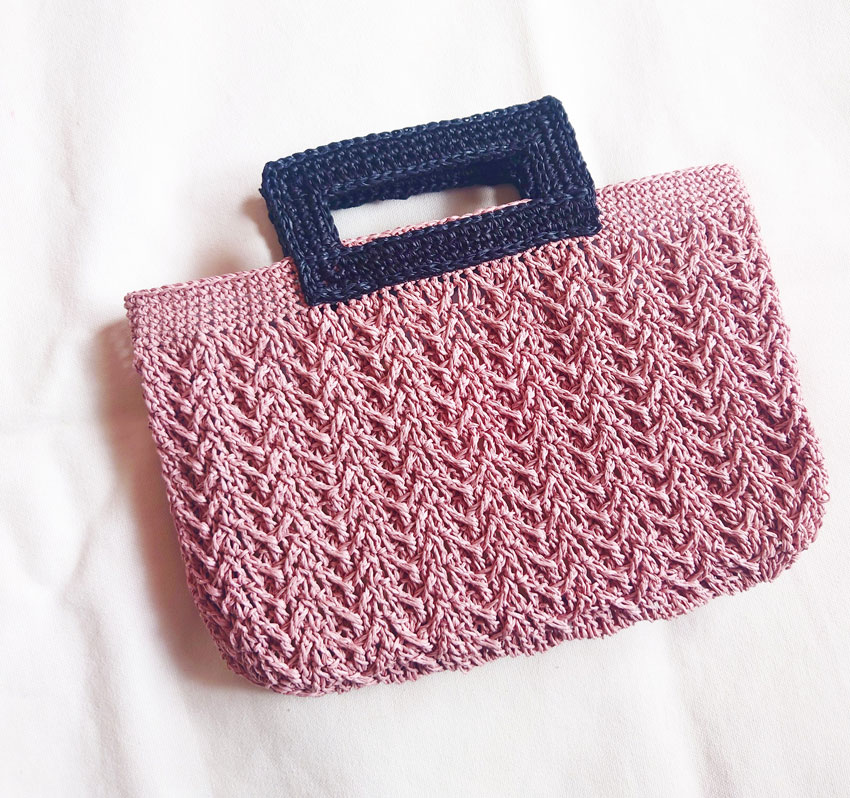 yukoknitさんの「四角ハンドルバッグ」かぎ針編み作品