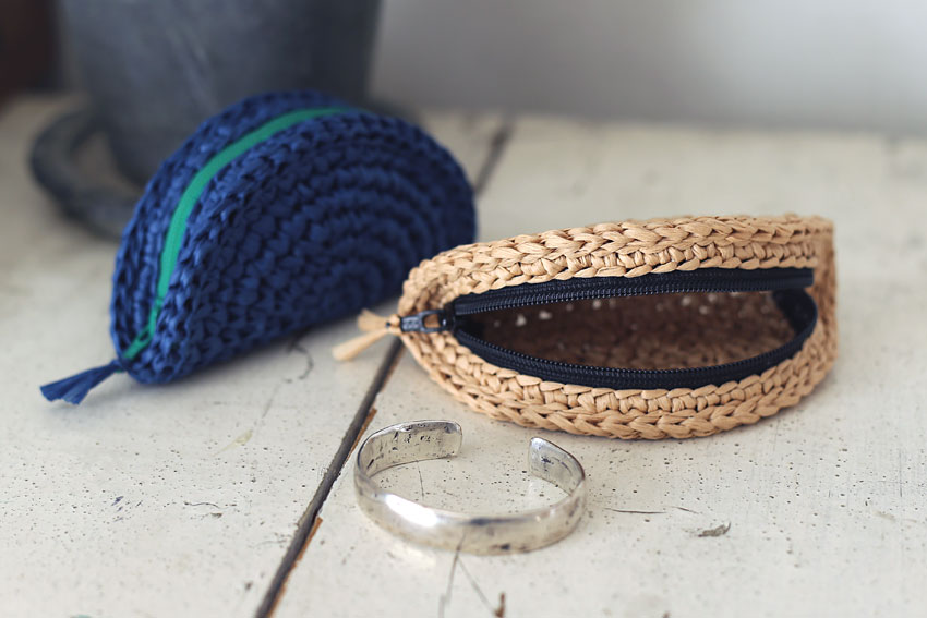 かぎ針編み パース 小銭入れ ポーチ ファスナー