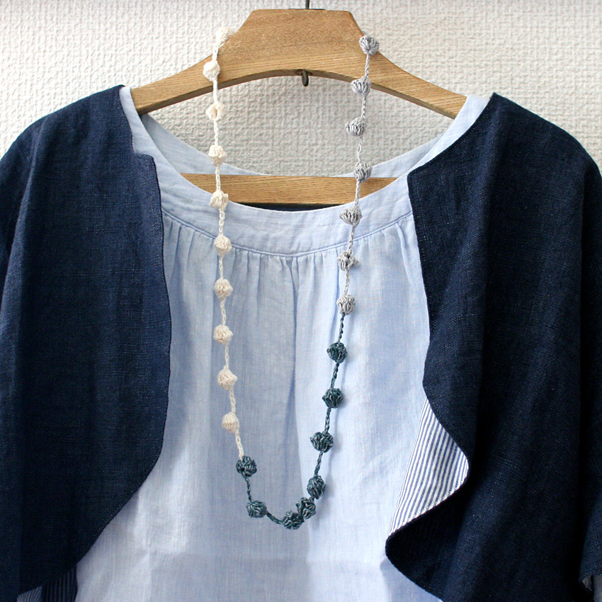 かぎ針編み コロンコロンネックレス 編み図