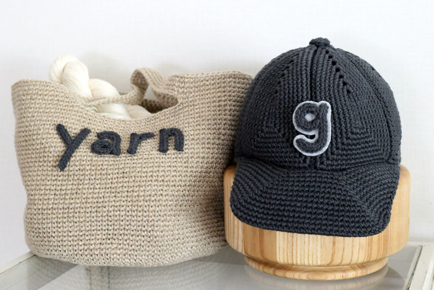 かぎ針編み マルシェバッグ キャップ アルファベット