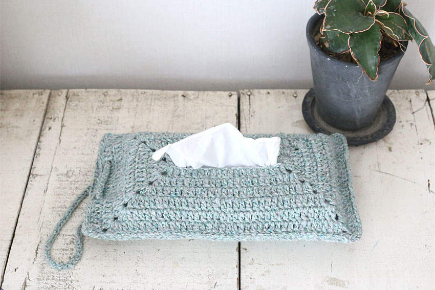 かぎ針編み ティッシュケース 横置き