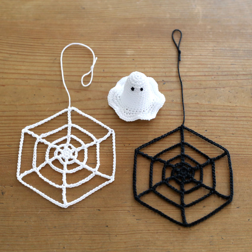 かぎ針編み 無料編み図 クモの巣 おばけ ハロウィン ハロウィーン