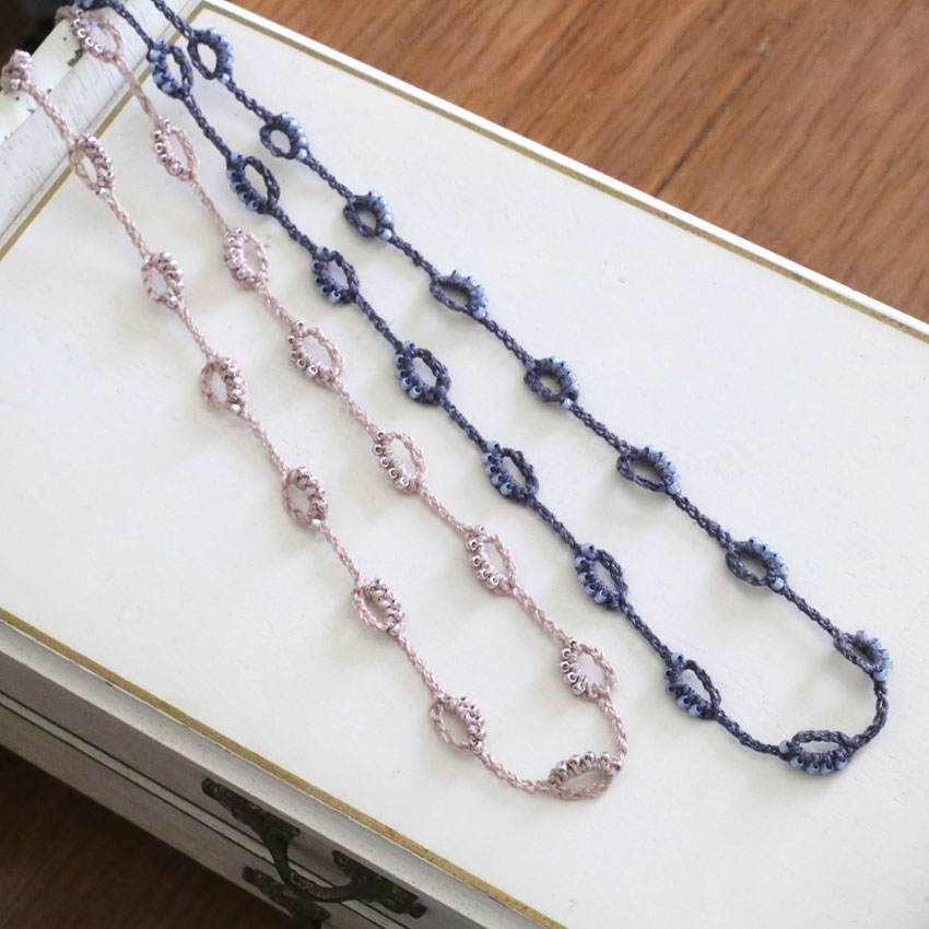 かぎ針編み 無料編み図 ビーズ編み ネックレス クロシェ ジュエリー