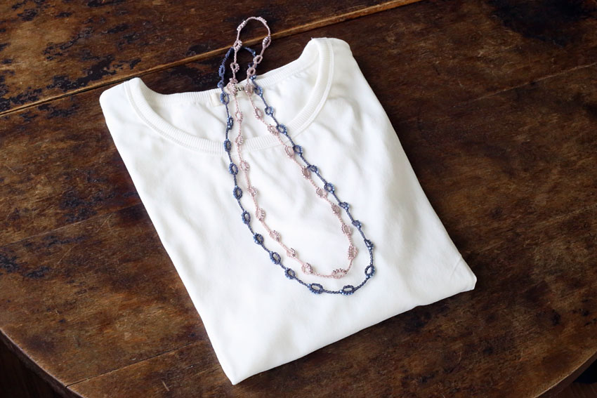 かぎ針編み ビーズ編み ネックレス